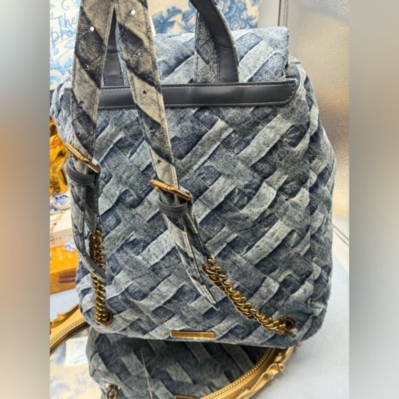 🆕 KURT GEIGER LONDON 🧿 NWOT Denim Kensington Drawstring Backpack - Picture 5 of 16